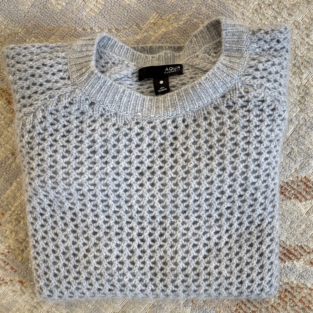 Aqua Light Gray Textured Sweater